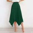 thumbnail image 1 of Abomasnow Pleated Midi Skirts for Women High Elastic Waisted Asymmetrical Hem Skirts Trendy A Line Swing Long Skirts S-2XL, 1 of 9