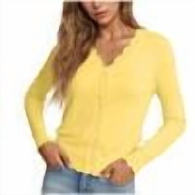 Abomasnow Plus Size Cardigan for Women Cropped Long Sleeve V-Neck Button Down Ribbed Wave Edges Casual Knit Shrugs Sweater