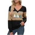thumbnail image 1 of Abomasnow Plus Size Christmas Shirts for Women Merry Christmas Tree Print T-Shirt Long Sleeve Color Splicing Tops(S-5X), 1 of 3