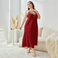 thumbnail image 1 of Abomasnow Plus Size Satin Nightgowns for Women Elegant Silk Slip Nightdress Vintage Sleeveless V Neck Lace Trim Sleepwear XL-5XL, 1 of 3