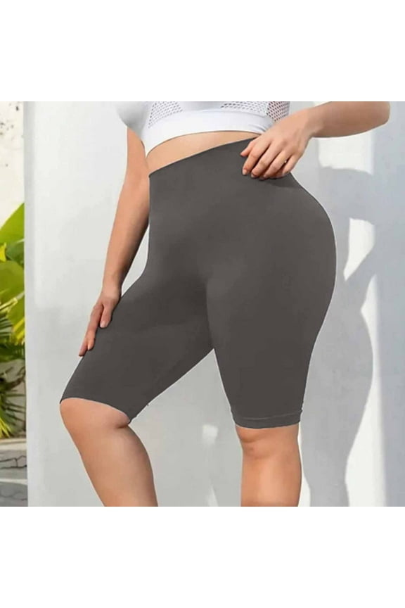 Plus Size Short Leggings for Women High Waist Knee Length Yoga Shorts Lightweight Tummy Control Stretchy Thigh Shorts 1X-5X