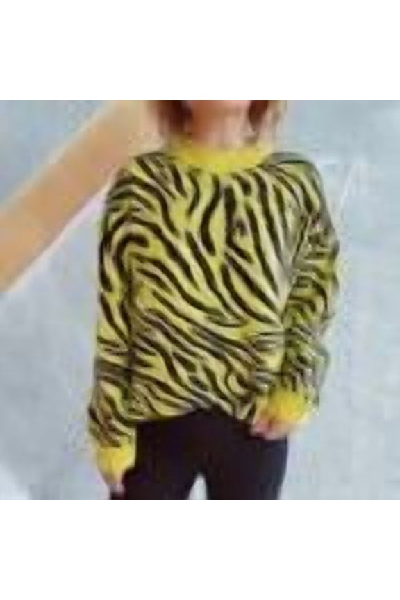 Plus Size Sweaters for Women Fall Winter Zebra Print Long Sleeve Knitted Pullover Tops S-L