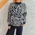 thumbnail image 1 of Abomasnow Plus Size Sweaters for Women Fall Winter Zebra Print Long Sleeve Knitted Pullover Tops S-L, 1 of 5