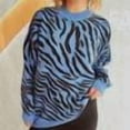 thumbnail image 1 of Abomasnow Plus Size Sweaters for Women Fall Winter Zebra Print Long Sleeve Knitted Pullover Tops S-L, 1 of 5