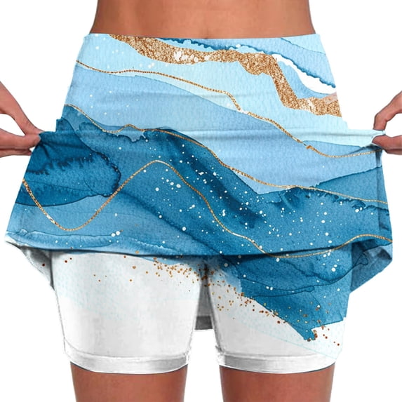 Abomasnow Plus Size Tennis Skirts for Women Boho Floral Printed Tummy Control Golf Skorts Summer High Waist Athletic Skirts Inner Shorts