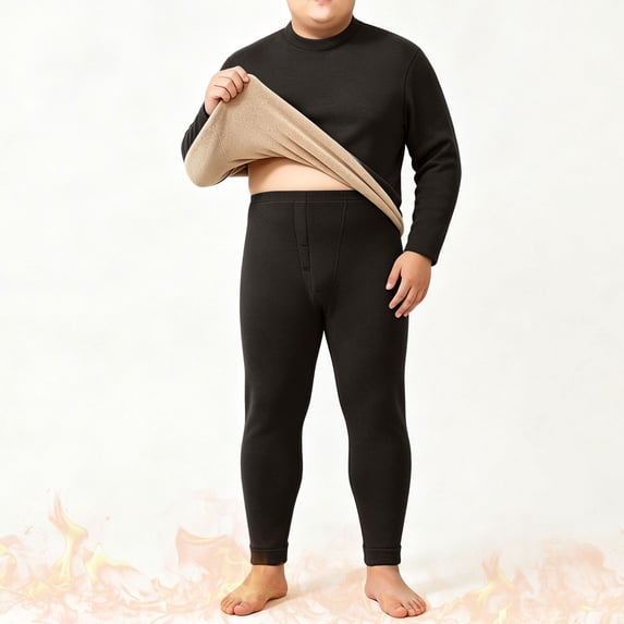 Abomasnow Plus Size Thermal Underwear for Men Heavyweight Stretch Warm Fleece Lined Tops and Long Johns S-4XL