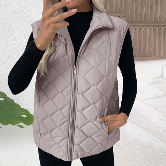 Abomasnow Puffer Vest Women Fall Winter Coats 2025 Lightweight Stand Collar Vest Trendy Sleeveless Zip Up Quilted Jackets
