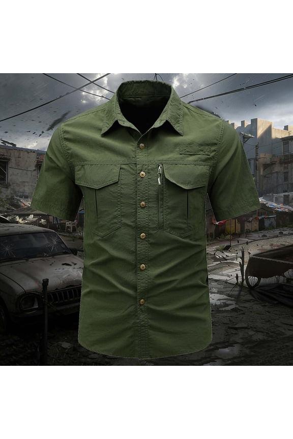 Quick Dry Fishing Shirts for Men Summer Short Sleeve UPF 50+ Sun Protection Shirts with Meshed Back-Vent M-4XL