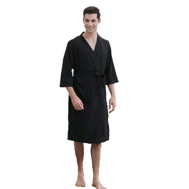 Abomasnow Robes for Men Casual Lightweight Long Sleeve Bathrobe Fall Soft Long Kimono Robe Comfy Dressy Sleepwear with Pockets on Clearance