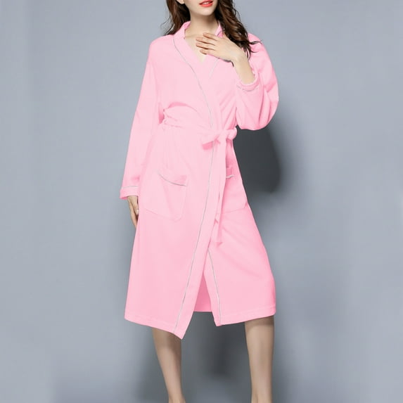Abomasnow Robes for Women Ribbed Knit Bathrobe Soft Knee Length Kimono Robe Fall Winter Long Sleeve Sleepwear Lace up Lightweight Robe with Pockets