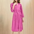 thumbnail image 1 of Abomasnow Robes for Women Ribbed Knit Bathrobe Soft Knee Length Kimono Robe Fall Winter Long Sleeve Sleepwear Lace up Lightweight Robe with Pockets, 1 of 4