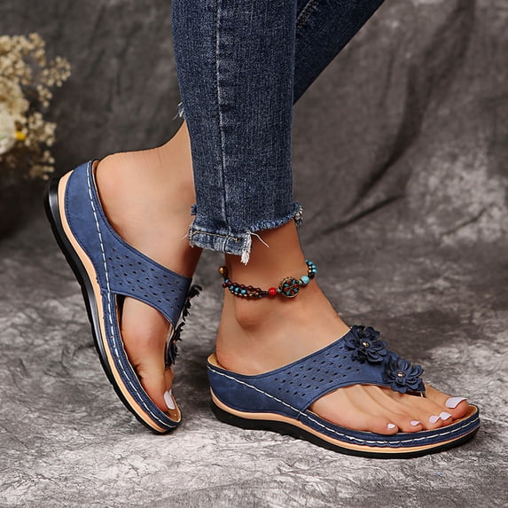 Abomasnow Sandals Women Dressy Summer Flat Flip Flops Comfortable Walking Orthopedic Slippers Arch Support Orthotic Slides