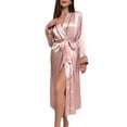 thumbnail image 1 of Abomasnow Satin Robes for Women Long Sleeve Silk Bathrobe Soft Lightweight Full Length Sleepwear Bridesmaid Wedding Party Robes, 1 of 4