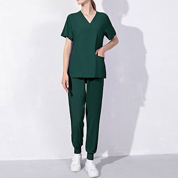 Abomasnow Scrub for Women Suits Lightweight Classic Short Sleeve V-neck Top and Jogger Scrub Pants Work Uniform Suits with Pockets on Sale 2025