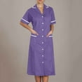 thumbnail image 1 of Abomasnow Scrubs Dress for Women Short Sleeve Lapel Neck Work Uniform Button Down Open Front Nursing Workwear with Pockets, 1 of 6