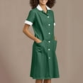 thumbnail image 1 of Abomasnow Scrubs Dresses for Women Plus Size Button Down Lapel Nursing Dress Short Sleeve Stretch Uniforms Dress with Pockets, 1 of 6