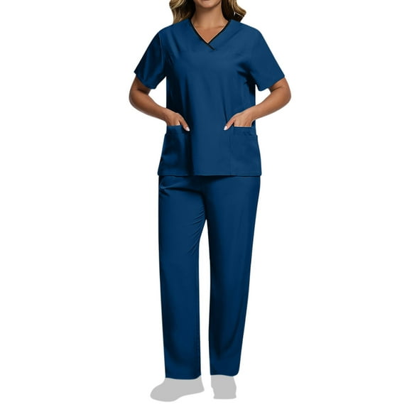 Abomasnow Scrubs for Women Set Clearance Plus Size Stretchy V Neck Scrub Tops and Scrub Pants Quick Dry Nursing Uniforms Medical Scrubs Tall Scrubs Sets