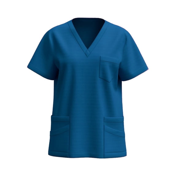 Abomasnow Scrubs for Women Slim Fit Short Sleeve V Neck Nursing Uniforms Solid Stretch Scrub Medical Working Uniform with 5 Pockets