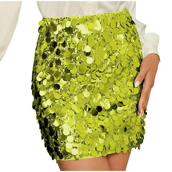 Abomasnow Sequin Skirt for Women Sexy Sparkly Stretchy Bodycon Mini Skirts Night Out Evening Party Cocktail Long Glitter Skirts