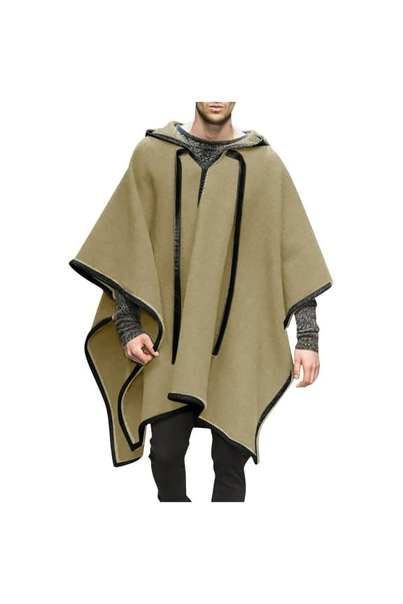 Shawl Wrap Poncho for Mens Pancho Mexican Hooded Cowboy and Western Ponchos Adult Blanket Vintage Hoodie Pullover Coat