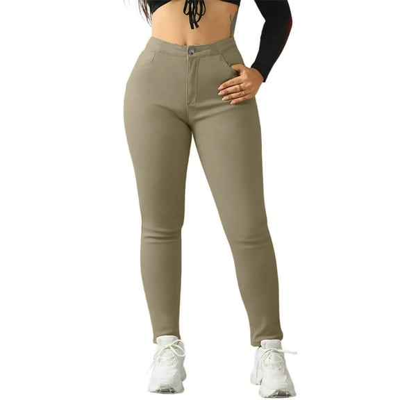 Abomasnow Skinny Jeans for Women Plus Size High Waist Stretchy Fleece Lined Tights Butt Lifting Denim Leggings S-2XL