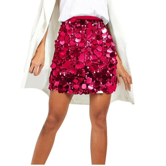 Abomasnow Sparkly Sequin Skirt for Women Summer Elastic Waist Glitter Mini Skirts Night Out Evening Party Cocktail Pencil Skirt