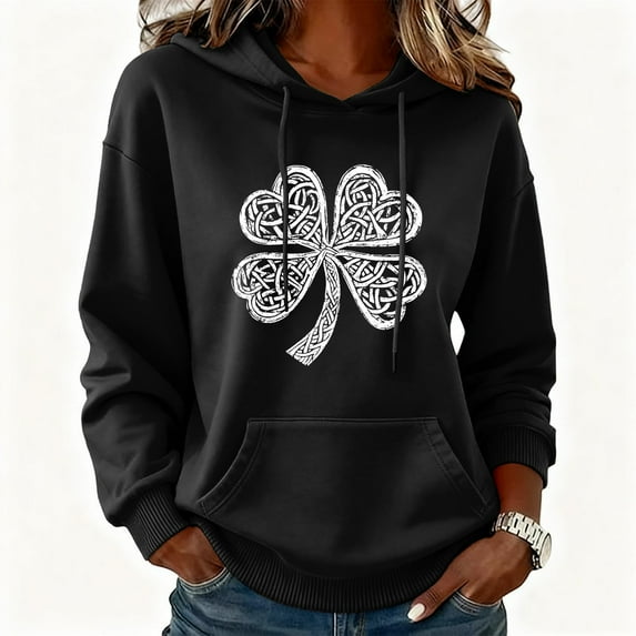 Abomasnow St Patricks Day Outfits For Women 2026 Long Sleeve Shamrock Hoodie Irish Clover Shirts Saint Pattys Hooded Sweatshirt