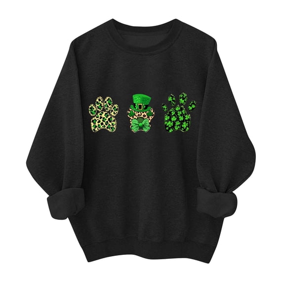 Abomasnow St Patricks Day USA Shirts for Women Long Sleeve Crewneck Irish Gift Sweatshirts Oversized Saint Patty's Pullover Tops