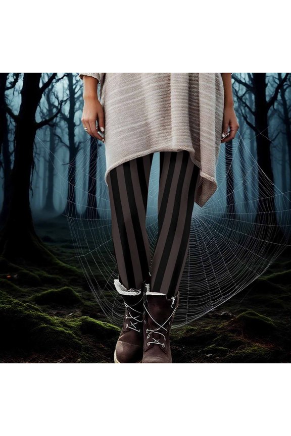 Stripe Printed Workout Leggings for Women High Waisted Yoga Pants Non See-Through Tummy Control Tights