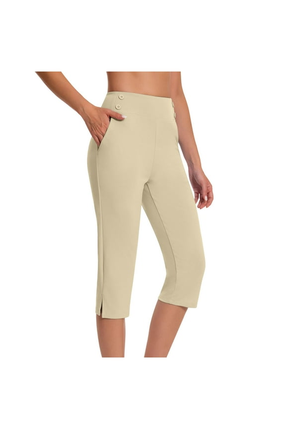 Capri Pants for Women High Waist Stretch Work Pants Casual Golf Capris Pants with Pockets