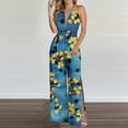 thumbnail image 1 of Abomasnow Jumpsuits for Women Casual Halter Neck Rompers Boho Floral Printed Wide Leg One Piece Pants, 1 of 5