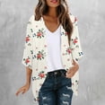 thumbnail image 1 of Abomasnow Women's Floral Print Puff Sleeve Kimono Cardigan Loose Beach Cover Ups Open Front Tops Swimsuit Cover Ups, 1 of 5
