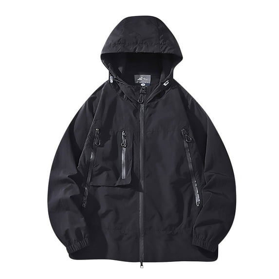 Abomasnow Sun Protection Jacket for Men Loose Fit Waterproof Lightweight Lined Rain Coat Hiking Windbreaker Jacket with Hood S-3XL
