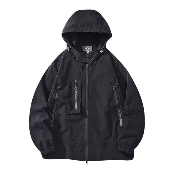 Abomasnow Sun Protection Jacket for Men Loose Fit Waterproof Lightweight Lined Rain Coat Hiking Windbreaker Jacket with Hood S-3XL