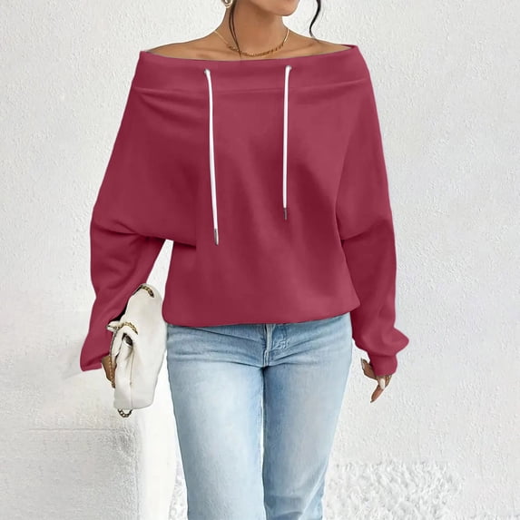 Abomasnow Sweatshirt for Women Trendy Off the Shoulder Sweatshirt Loose Fit Long Sleeve Basic Thermal Pullover Tops Fall Fashion Clothing