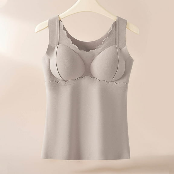 Abomasnow Tank Top with Built in Bra Cup for Women Casual Wide Strap Sleevless Layer Camisole Yoga Top Pack L-4XL