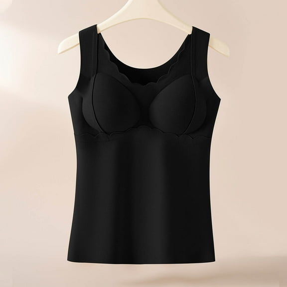 Abomasnow Tank Top with Built in Bra Cup for Women Casual Wide Strap Sleevless Layer Camisole Yoga Top Pack L-4XL
