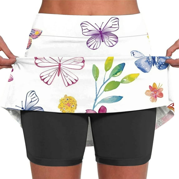 Abomasnow Tennis Skirts for Women 20" Knee Length Skorts Skirts Print High Waisted Golf Skirts Summer Casual Athletic Skirts Built-in Shorts