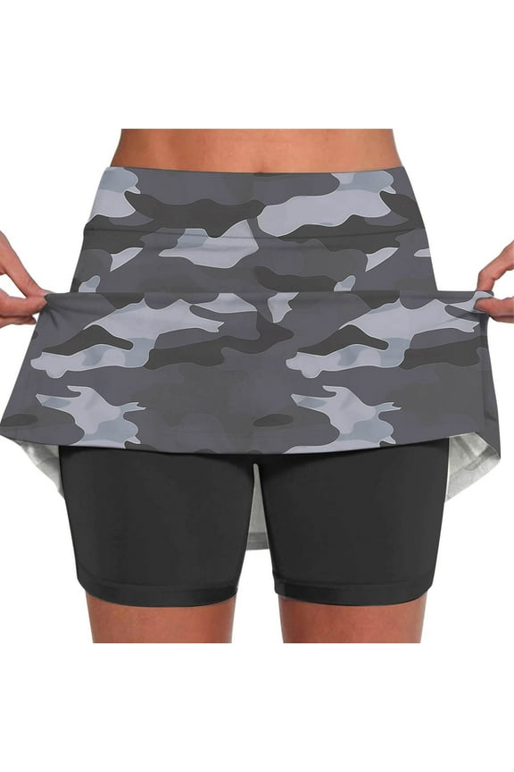 Tennis Skirts for Women 20" Knee Length Skorts Skirts Print High Waisted Golf Skirts Summer Casual Athletic Skirts Built-in Shorts