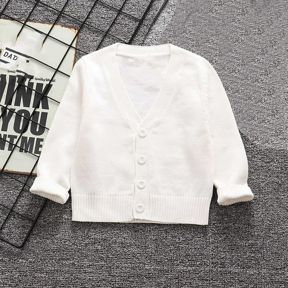 Abomasnow Toddler Baby Girls' Knitted Cardigan Sweater Long Sleeve Open Front Button Down Cardigan Casual Fall Winter Warm Jackets Outerwear