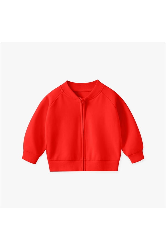 Toddler Boy Girls Zipper Up Sweater Soft 4-way Stretch Cotton Knit Coat Long Sleeve V Neck Bomber Jacket 1-7 Years