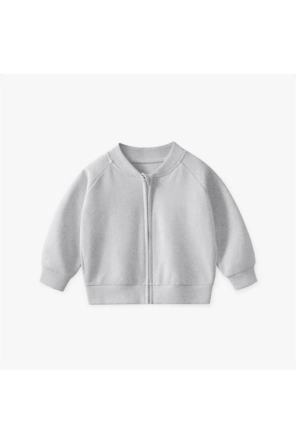 Toddler Boy Girls Zipper Up Sweater Soft 4-way Stretch Cotton Knit Coat Long Sleeve V Neck Bomber Jacket 1-7 Years