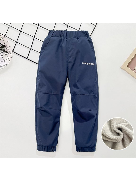 Toddlers Kids Fleece Lined Waterproof Snow Pants Casual High Waist Plush Thick Ski Pants Loose Fit Wide Leg Tapered Pants Fall Winter Outdoor Pants on Clearance