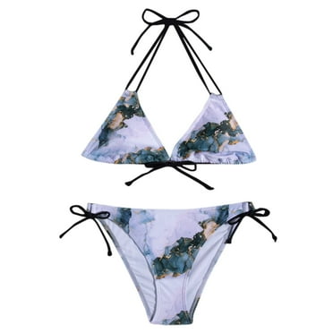 Abomasnow Triangle Bikini Sets for Women Sexy Halter Tie Side High Cut Thong Swimsuits Two Piece Bathing Suits Cheeky Swimwear Swim Suits for Women 2024