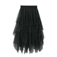 thumbnail image 1 of Cxenplz Tulle Skirts for Women Asymmetrical Pleated Tutu Midi Skirt Casual Cocktail Party Beach Elastic Waist Mesh Layered Skirts on Clearance, 1 of 2