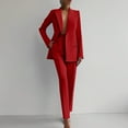 thumbnail image 1 of Abomasnow Two Piece Women's Business Blazer Set Dressy Casual Peaked Lapel Double Breasted Blazer and Straight Leg Office Work Pants Suits, 1 of 3