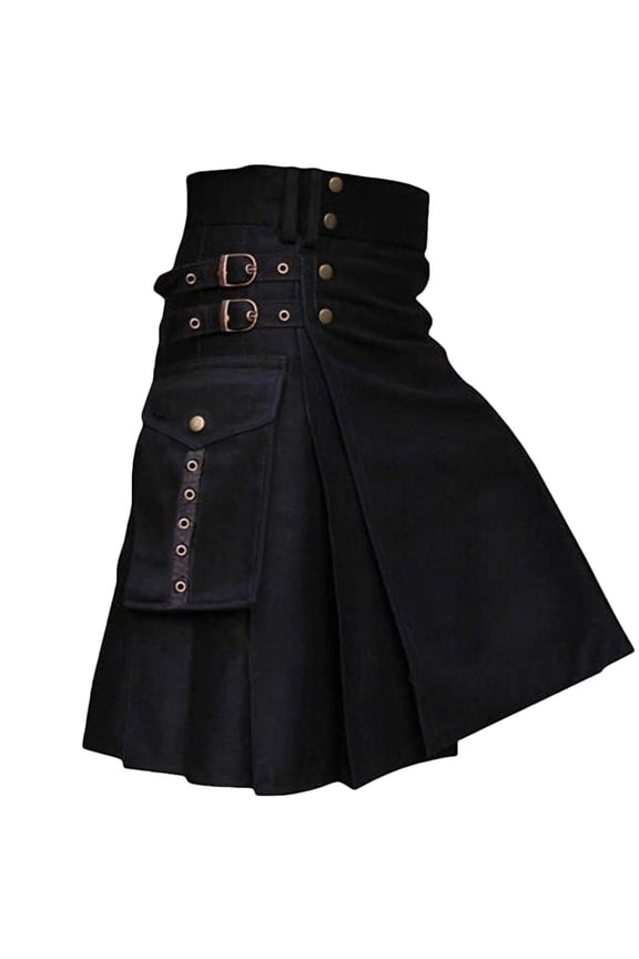 Utility Kilt for Men High Waist Highland Scottish Kilts Plus Size Gothic Traditional Irish Pleated Skirts with Pocket S-4XL