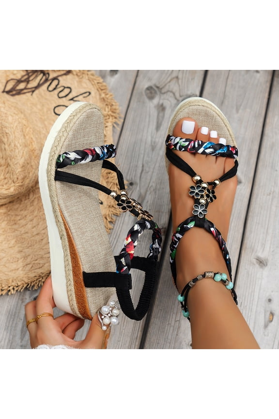 Wedge Sandals for Women, Espadrilles for Women Open Toe Ankle Strap Wedge Heels Sandals Dressy Summer Platform Sandals Comfortable Slip on Sandals Orthopedic Sandals