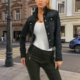 thumbnail image 1 of Abomasnow Women Jean Jacket Trendy Stretchy Cropped Denim Jacket Long Sleeve Button Down Basic Denim Coat S-2XL, 1 of 3