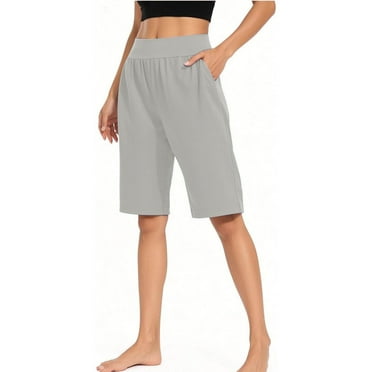 Abomasnow Women's 12" Bermuda Long Shorts with Pockets High Waisted Stretch Knee Length Shorts for Women Summer Walking
